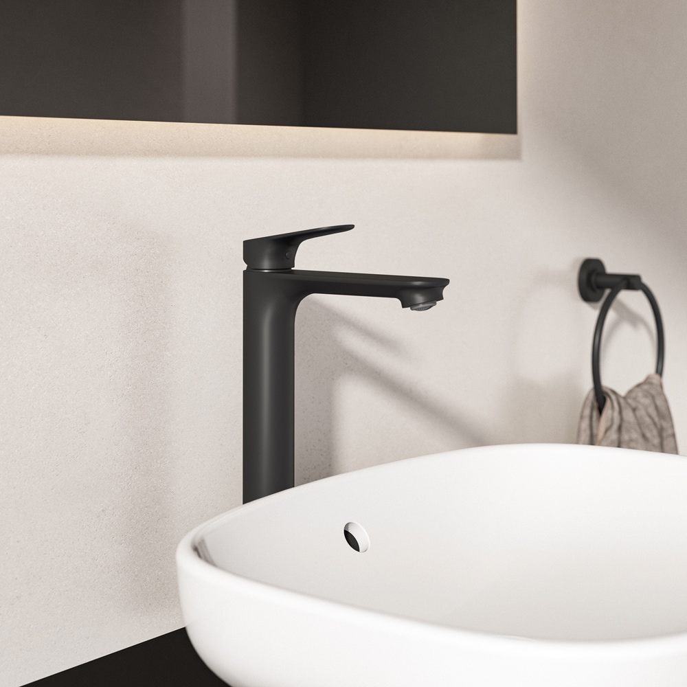 Baterie lavoar IDEAL STANDARD Ceralife O BE013XG, Pipa inalta, alama sanitara, negru mat