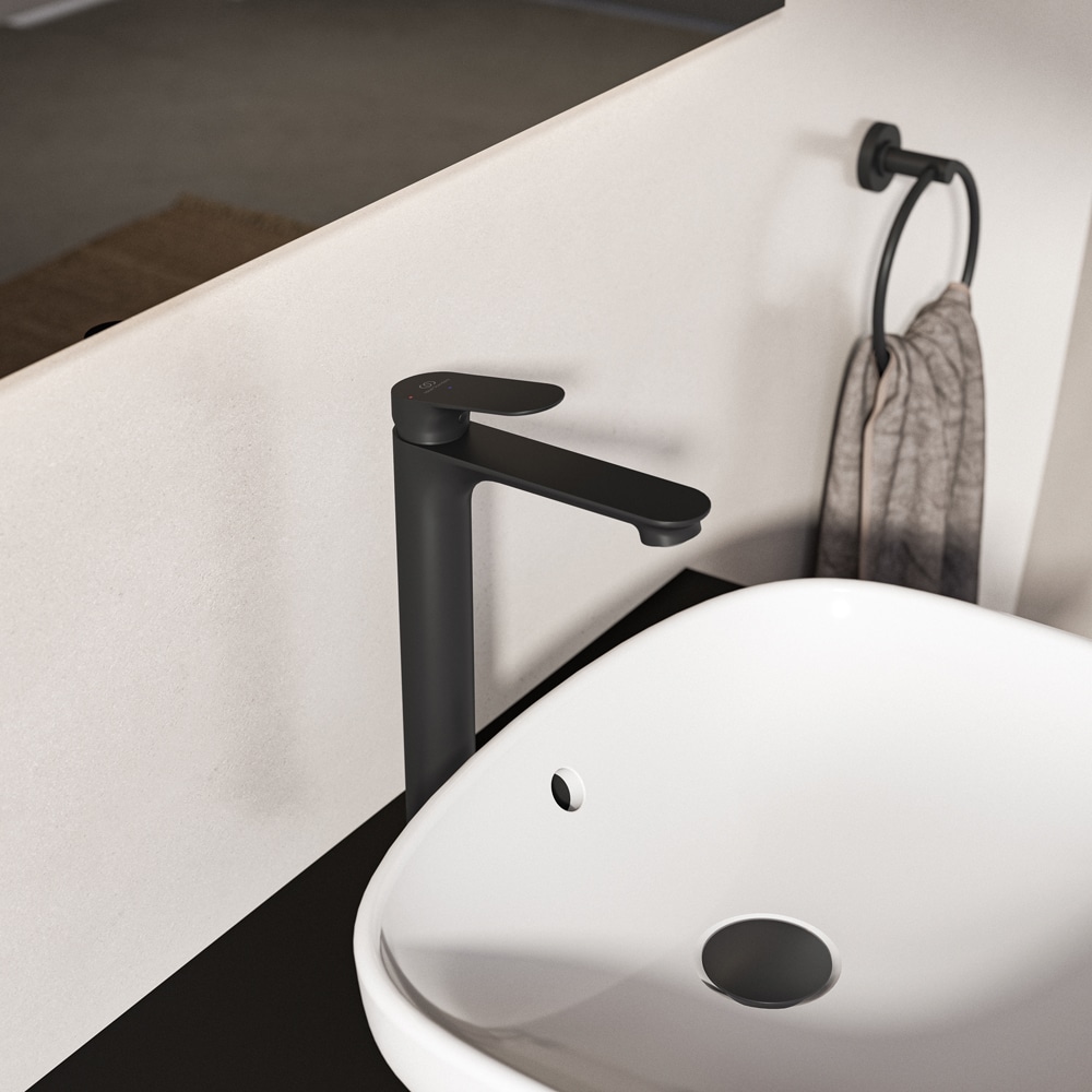 Baterie lavoar IDEAL STANDARD Ceralife O BE013XG, Pipa inalta, alama sanitara, negru mat