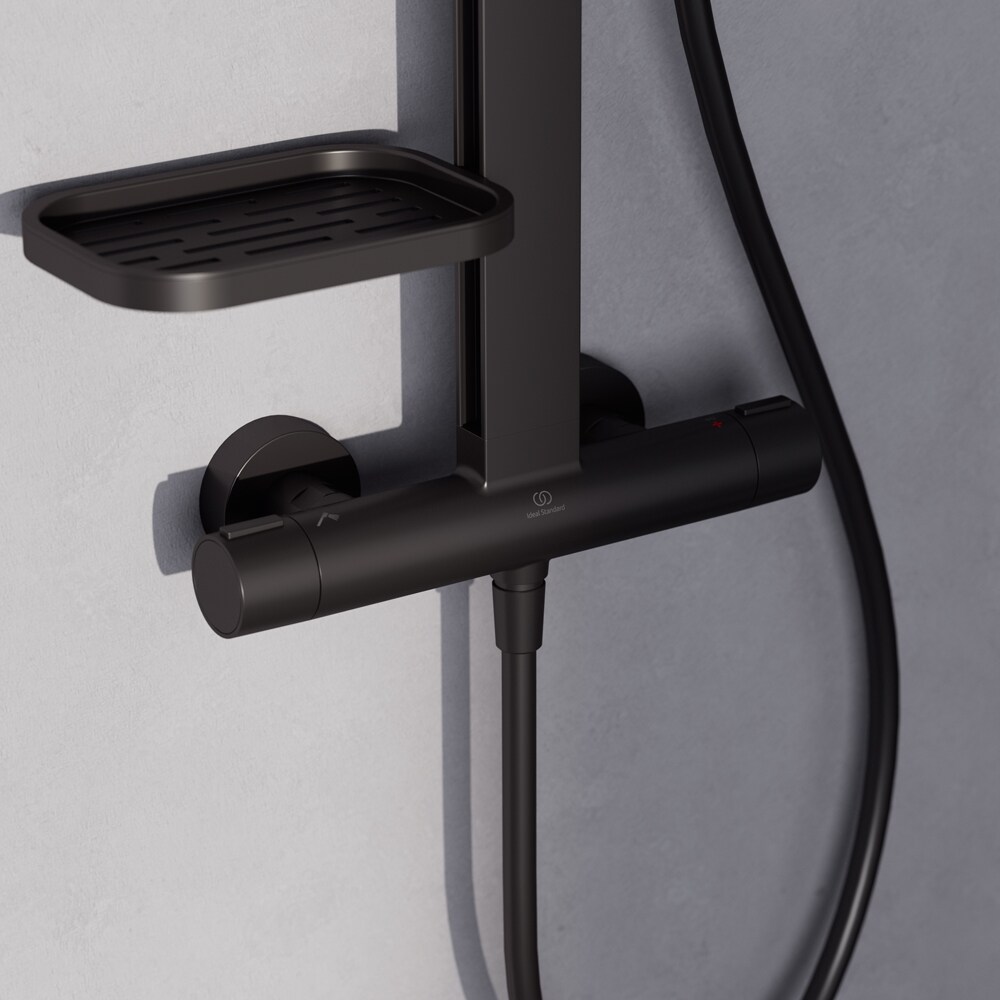Sistem dus IDEAL STANDARD Ceratherm ALU+ BE210XG 26, termostat, 2 functii, negru mat