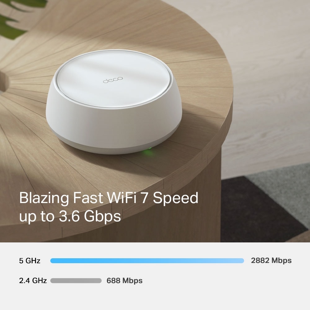Sistem Wireless Mesh Gigabit TP-LINK Deco BE25 BE3600, Wi-Fi 7, Dual Band 688 + 2882 Mbps, 2 buc, alb