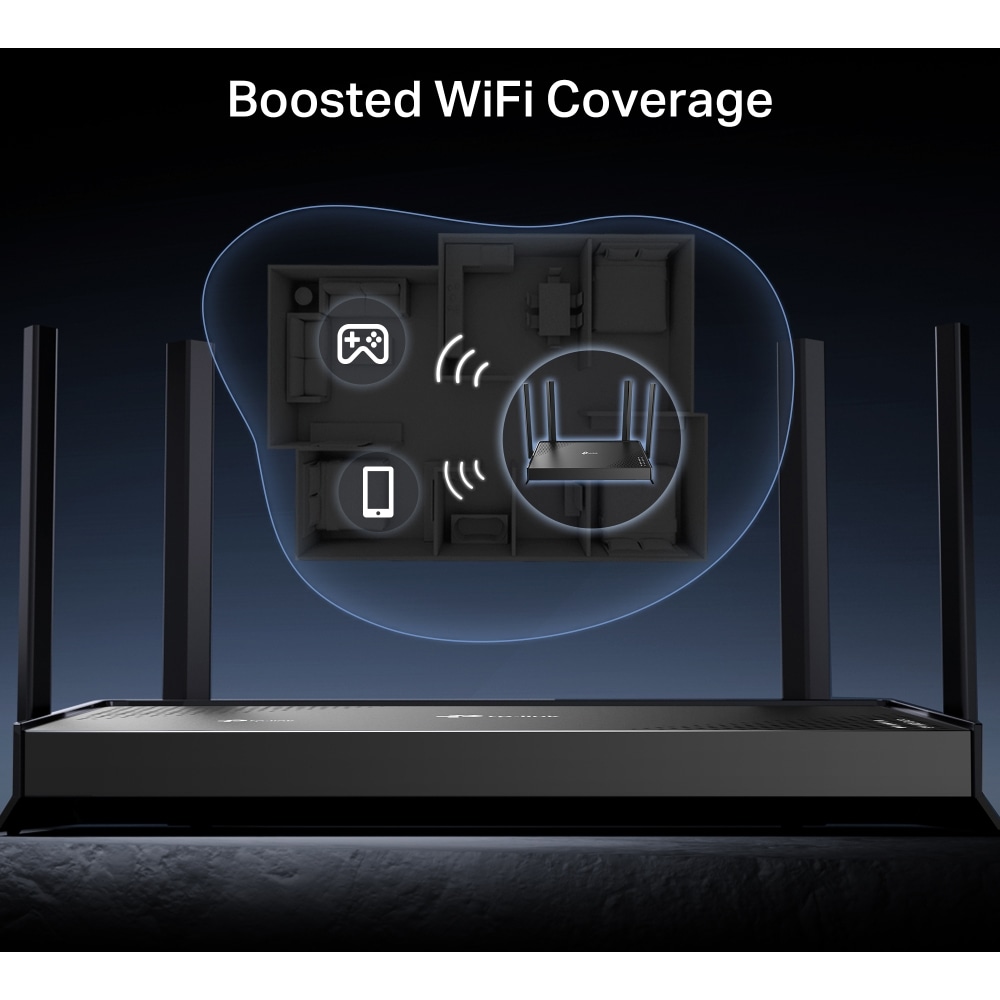 Router Wireless Gigabit TP-LINK Archer BE220 BE3600, Wi-Fi 7, Dual-Band 688 + 2882 Mbps, negru