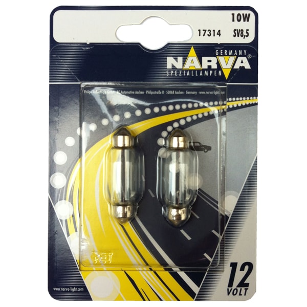 Bec auto halogen NARVA 173144000, C10W, 12V, 10W, SV8.5, T10,5*42, set 2 bucati