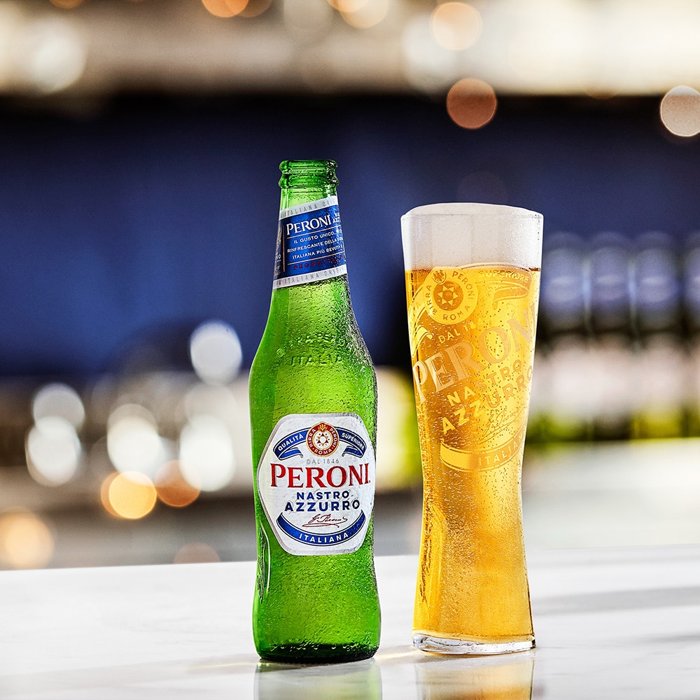 Bere blonda Peroni Nastro Azzurro Import Italia bax  0.33L x 24 sticle