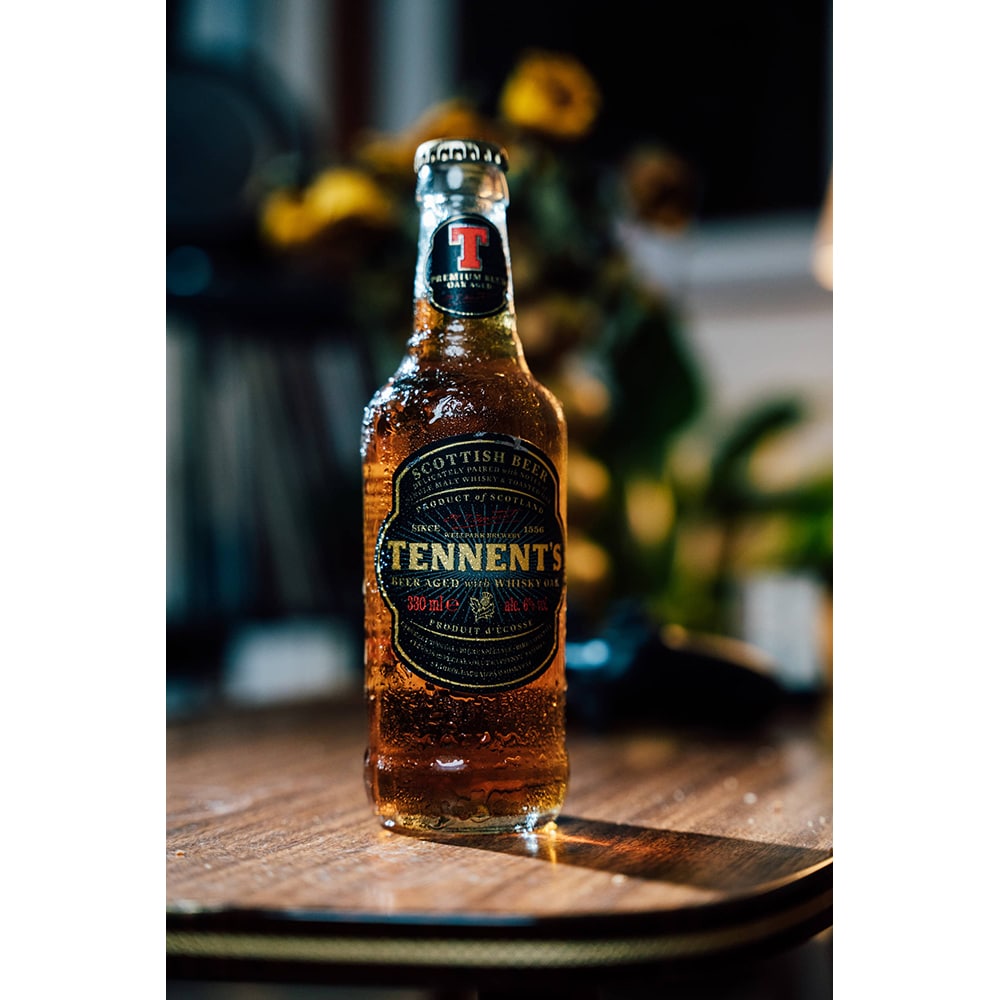 Bere cu arome Tennent's Whisky Oak bax 0.33L x 24 sticle