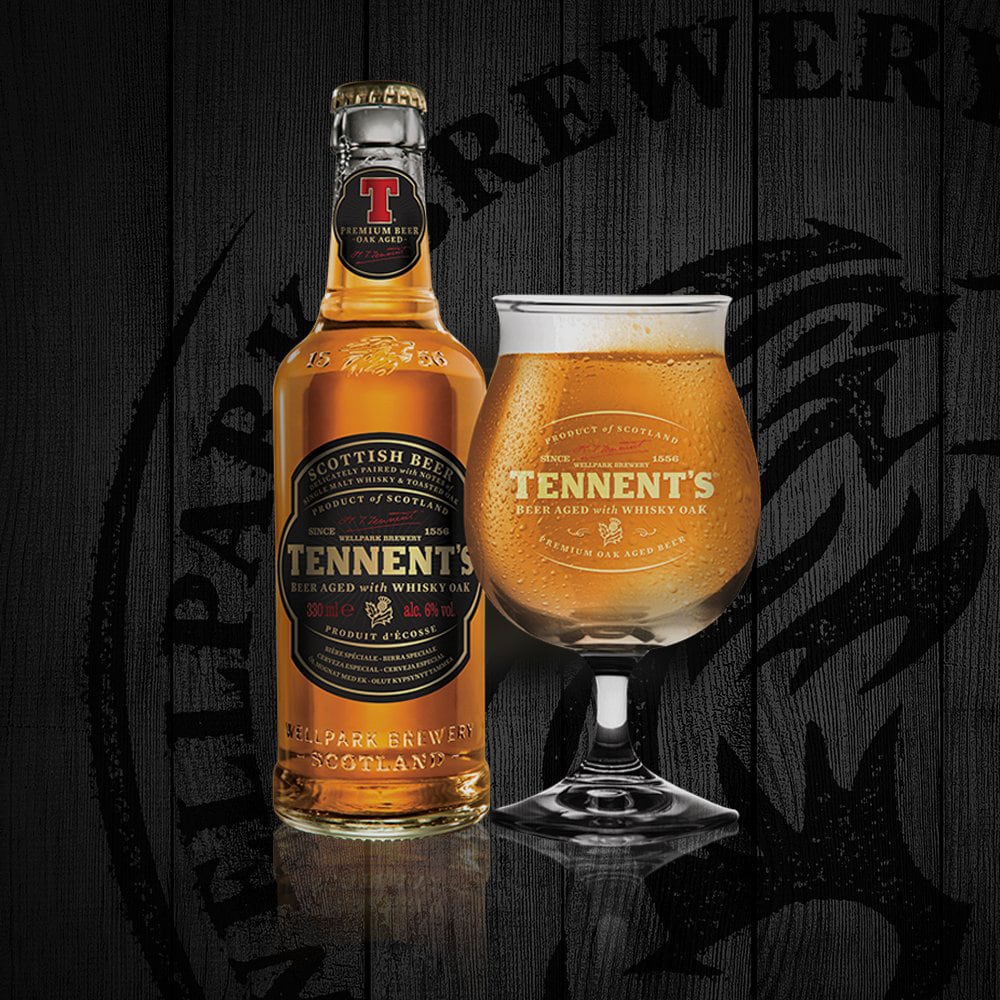 Bere cu arome Tennent's Whisky Oak bax 0.33L x 24 sticle