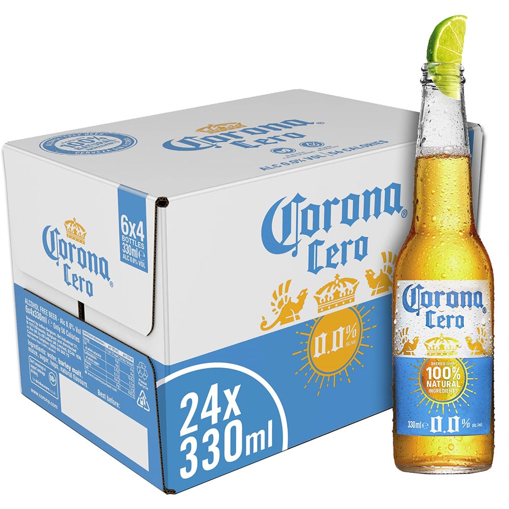 Bere blonda fara alcool Corona Cero bax 0.33L x 24 sticle