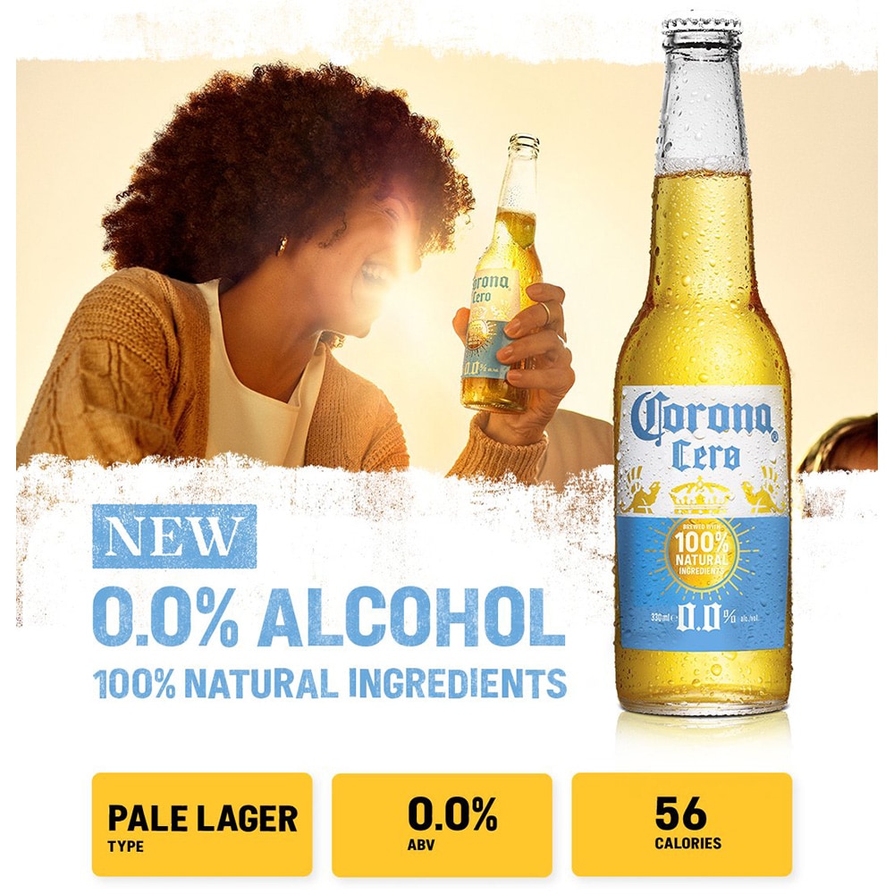 Bere blonda fara alcool Corona Cero bax 0.33L x 24 sticle