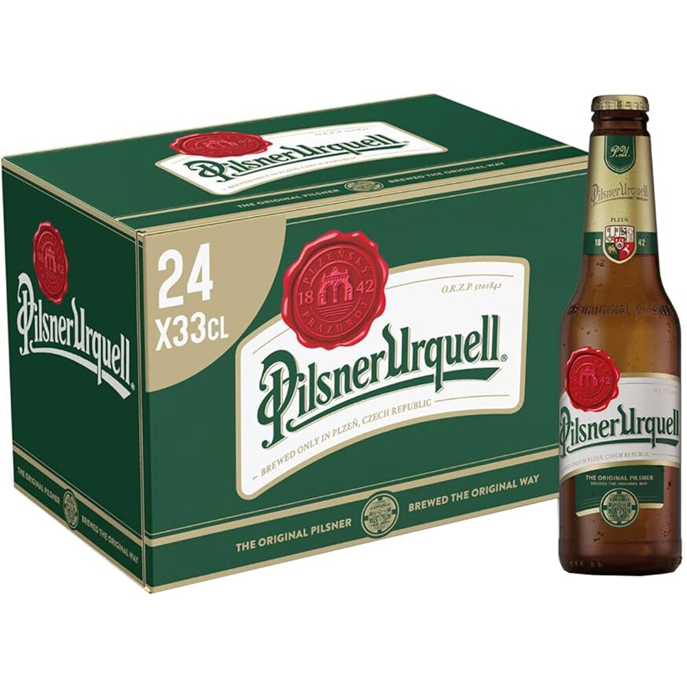 Bere blonda Pilsner Urquell Bottle Import UK bax 0.33L x 24 sticle