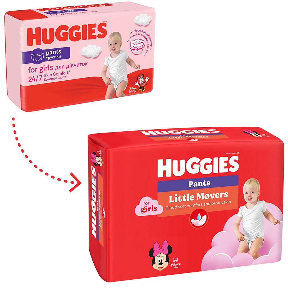 Scutece chilotel HUGGIES Little Movers Pants Mega nr 3, Fata, 6-11 kg, 116 buc