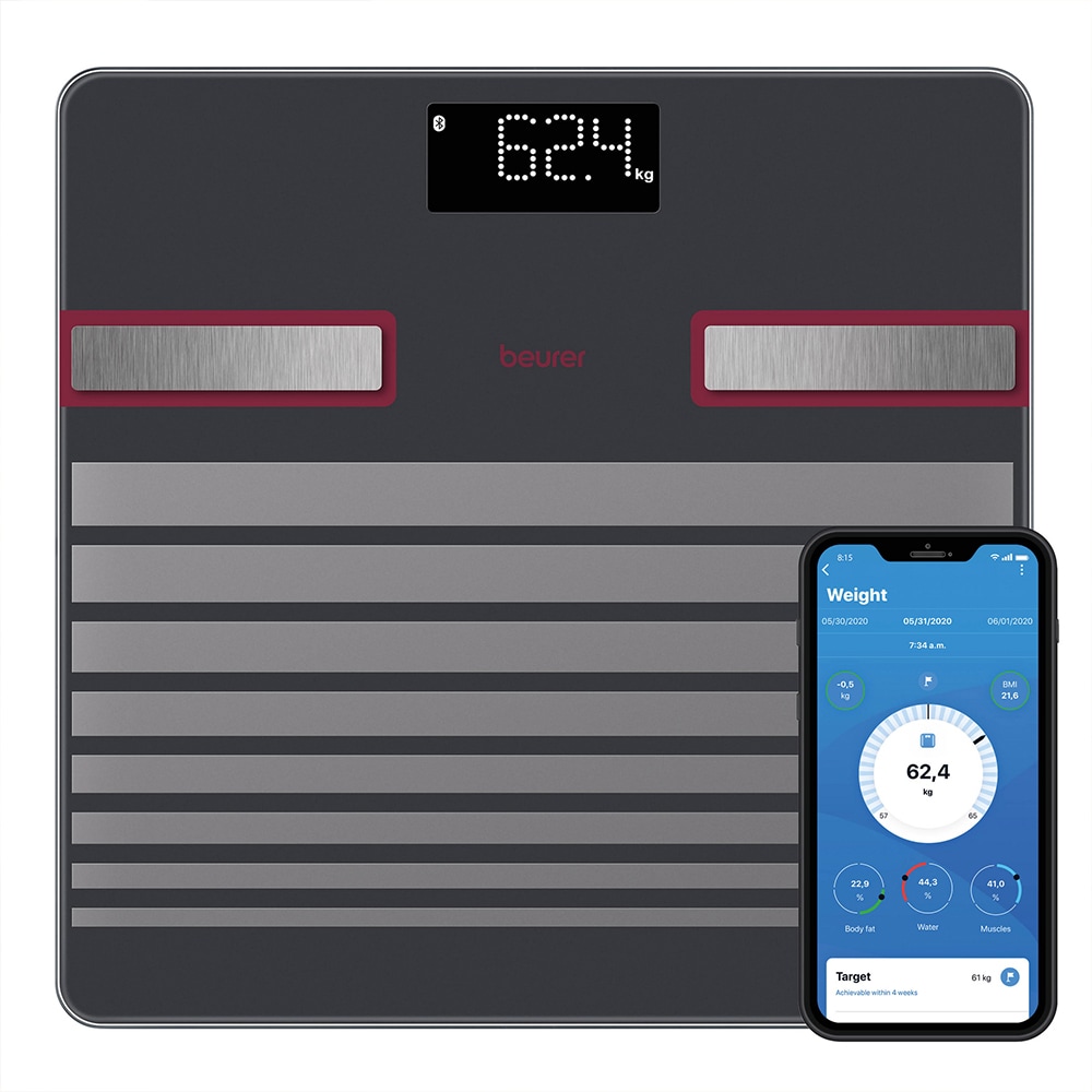 Cantar corporal BEURER BF451, 180Kg, electronic, sticla, negru