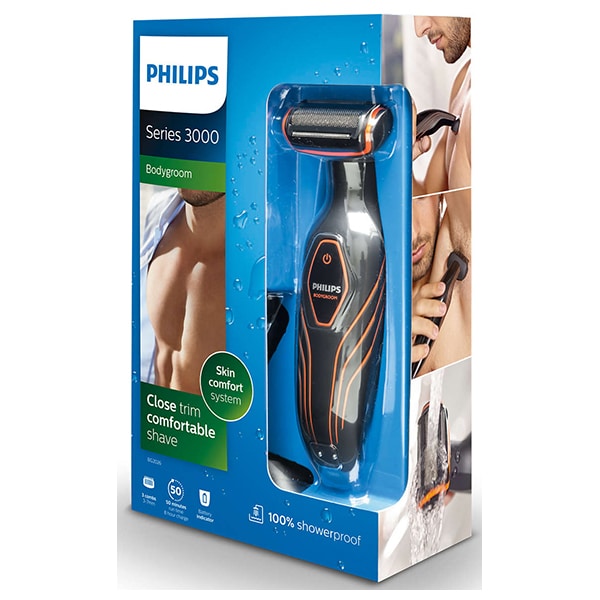 Aparat de tuns parul corporal PHILIPS BodyGroom BG2026/32, acumulator, 50 min, negru - portocaliu