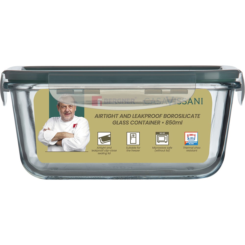 Caserola BERGNER Casa Vissani BG-25318-GR, 0.85l, sticla, transparent