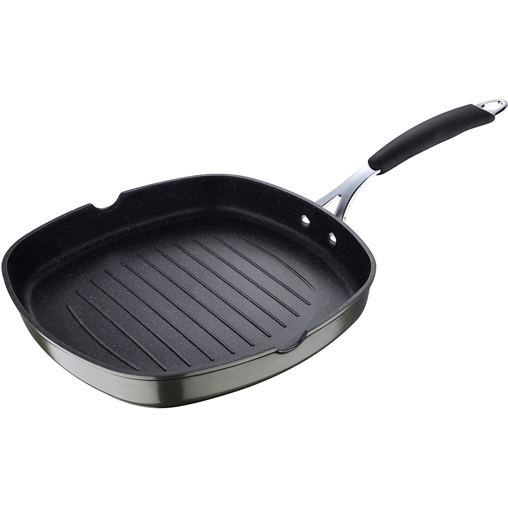 Tigaie grill BERGNER Midnight BG-30130-GR, 28x28cm, aluminiu, negru