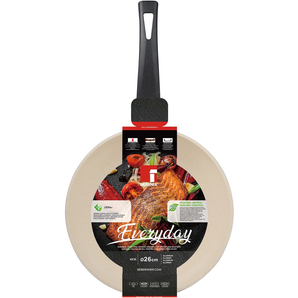 Tigaie wok BERGNER Everyday, aluminiu, 26cm, negru