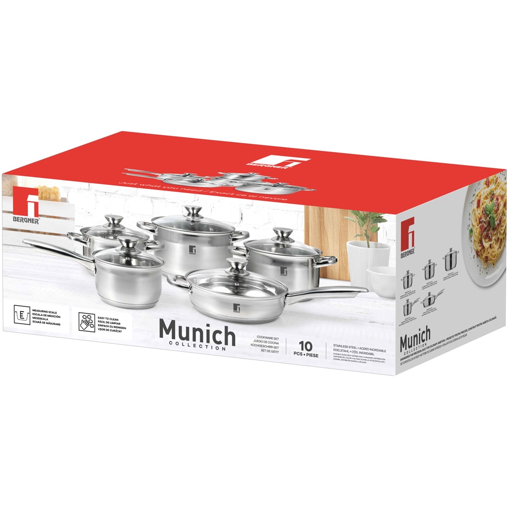 Set vase BERGNER Munich BG-32144-MM-RO, 10 piese, 16-24cm, 1.8-6.1l, inox