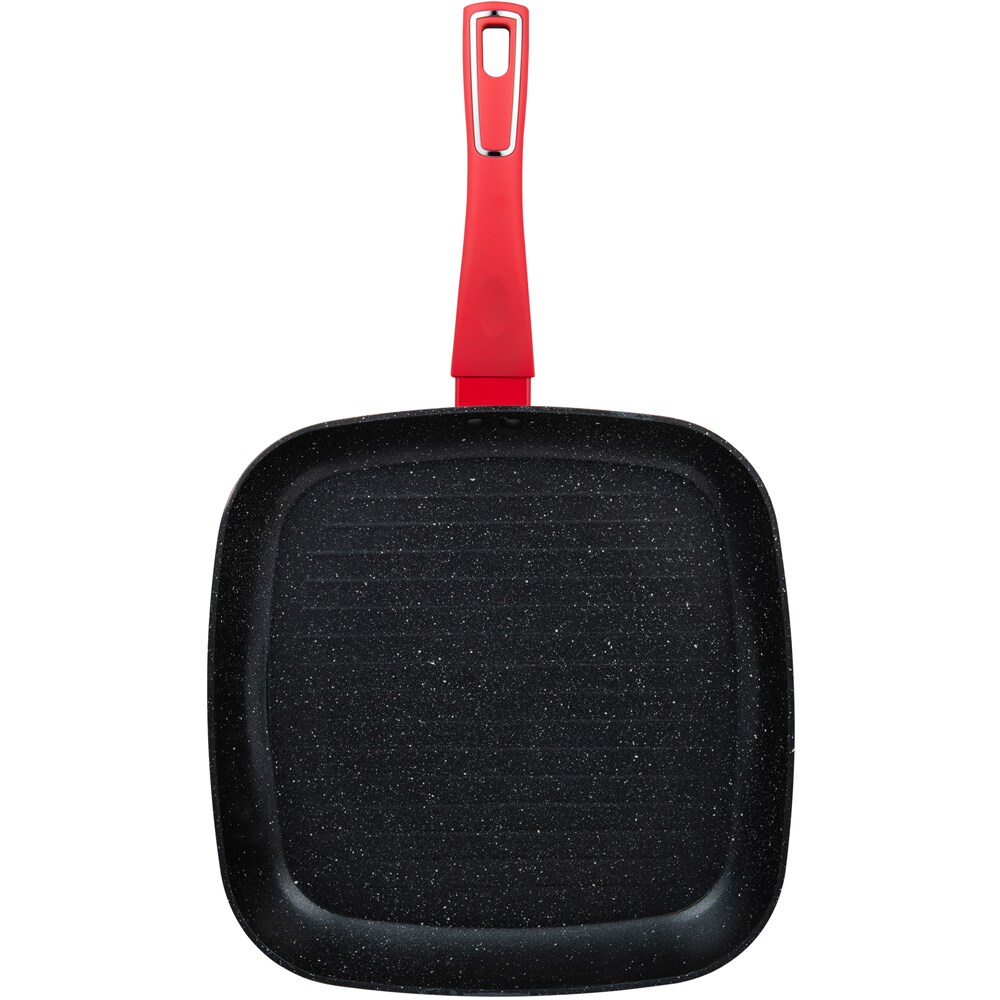 Tigaie grill BERGNER BG-35387-RD, aluminiu, 28x28cm, rosu