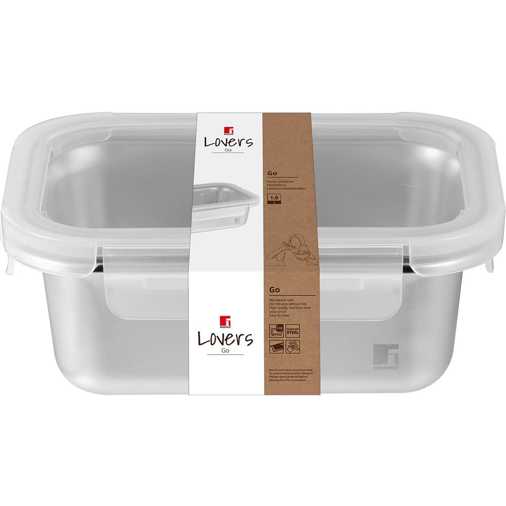 Caserola BERGNER Lovers BG-36312-GY, 1.8l, inox, argintiu