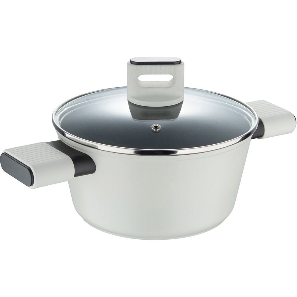 Cratita BERGNER Lines BG-56092-GY, 24cm, 3.7l, aluminiu, alb