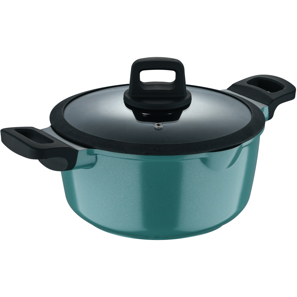 Cratita cu capac BERGNER Vibrance BG-57266-BLL-RO, 5l, 24cm, aluminiu, turcoaz