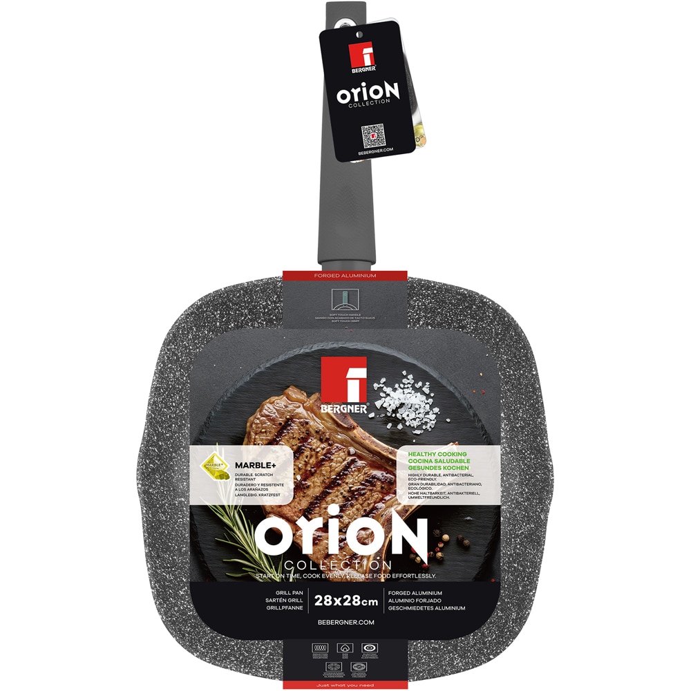 Tigaie grill BERGNER Orion BG-8520-MBG, 28 x 28 cm, aluminiu, gri