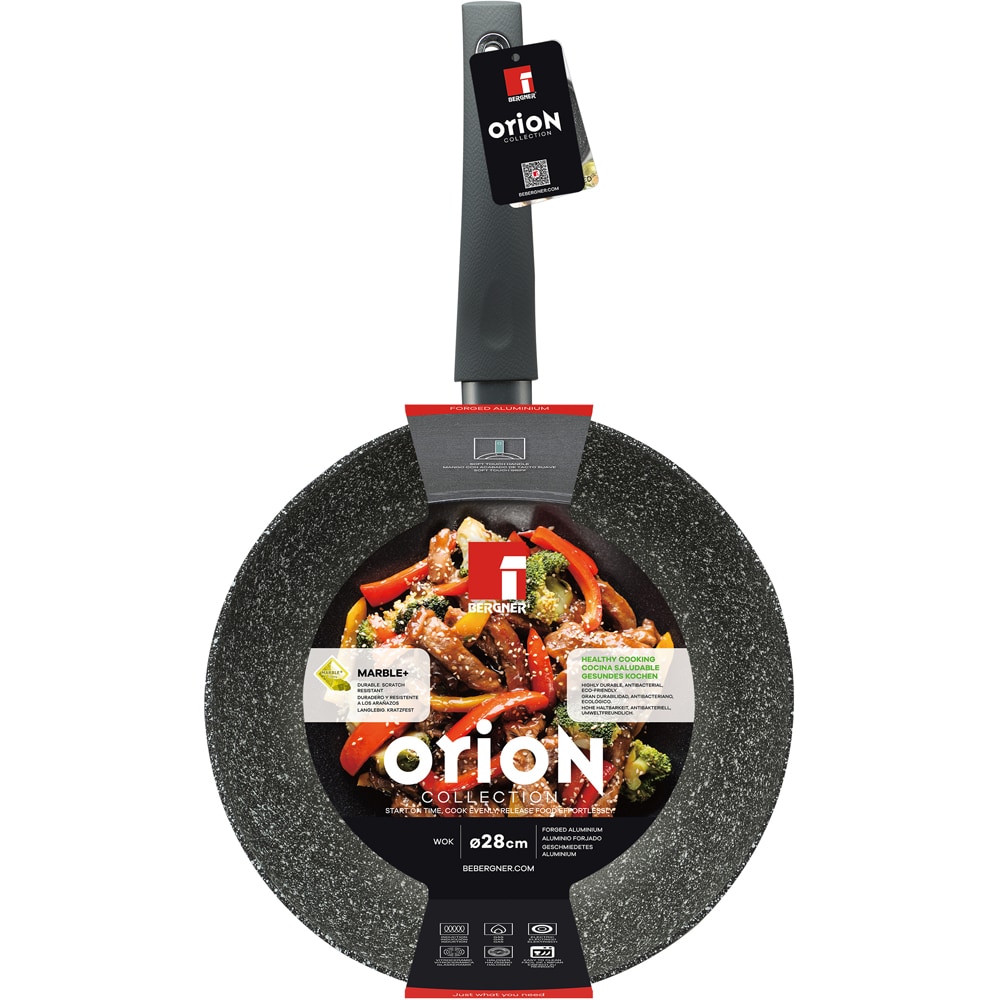 Tigaie wok BERGNER Orion BG-8521-MBG, 28cm, aluminiu, gri