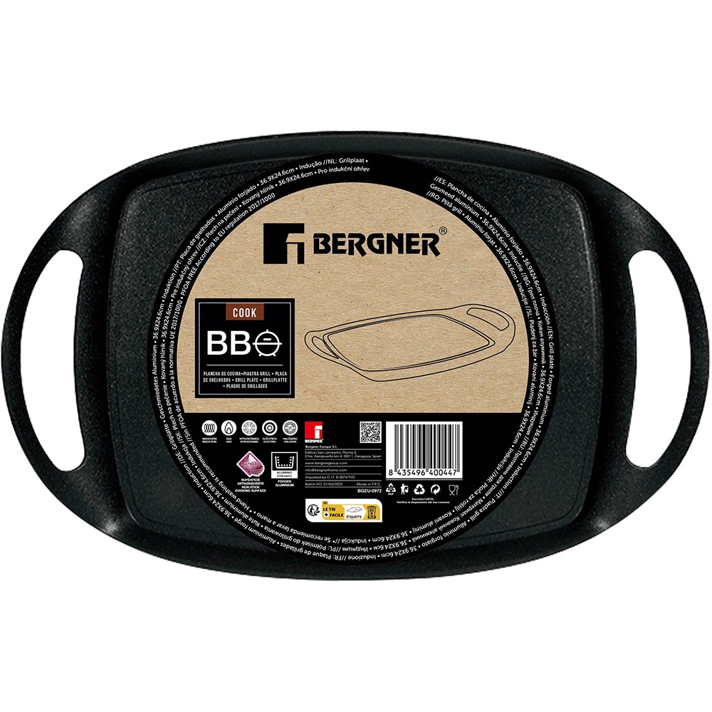 Plansa Grill BERGNER BGEU-0972, 36.9x24.6cm, aluminiu, negru