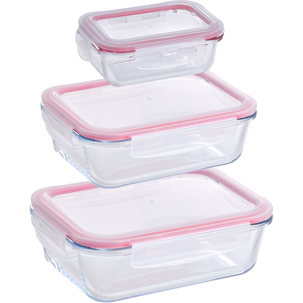 Set caserole BERGNER Walking Anywhere BGKIT-0215, 3 piese, 0.37-1.5l, sticla, transparent