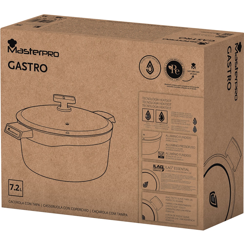 Cratita MASTERPRO Gastro Reeco BGMP-8108, 7.2l, 28cm, aluminiu, negru