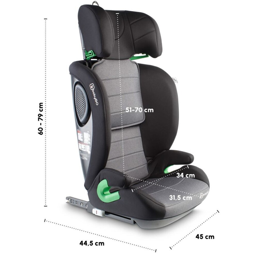 Scaun auto BABYGO SafeChild2 BGO3852, 5 puncte, 15-36kg, R129, gri inchis-negru