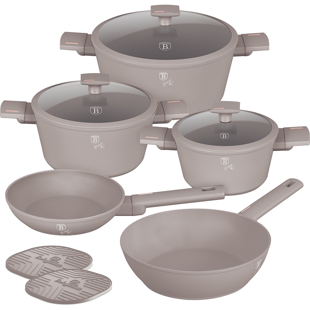 Set vase BERLINGER HAUSE Taupe BH/8110N, 10 piese, 20-28cm, 1-6.1l, aluminiu, crem