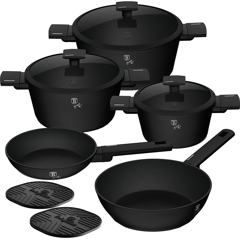 Set vase BERLINGER HAUS Matte Black BH/819N, 10 piese, 20-28cm, 1-6.4l, aluminiu, negru