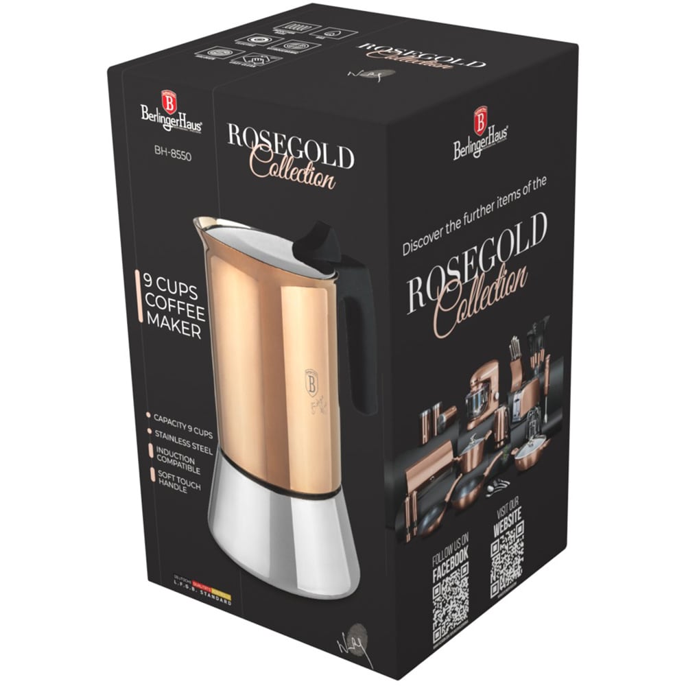 Espressor aragaz BERLINGER HAUS BH/8550, 9 cesti, 450ml, rose-gold