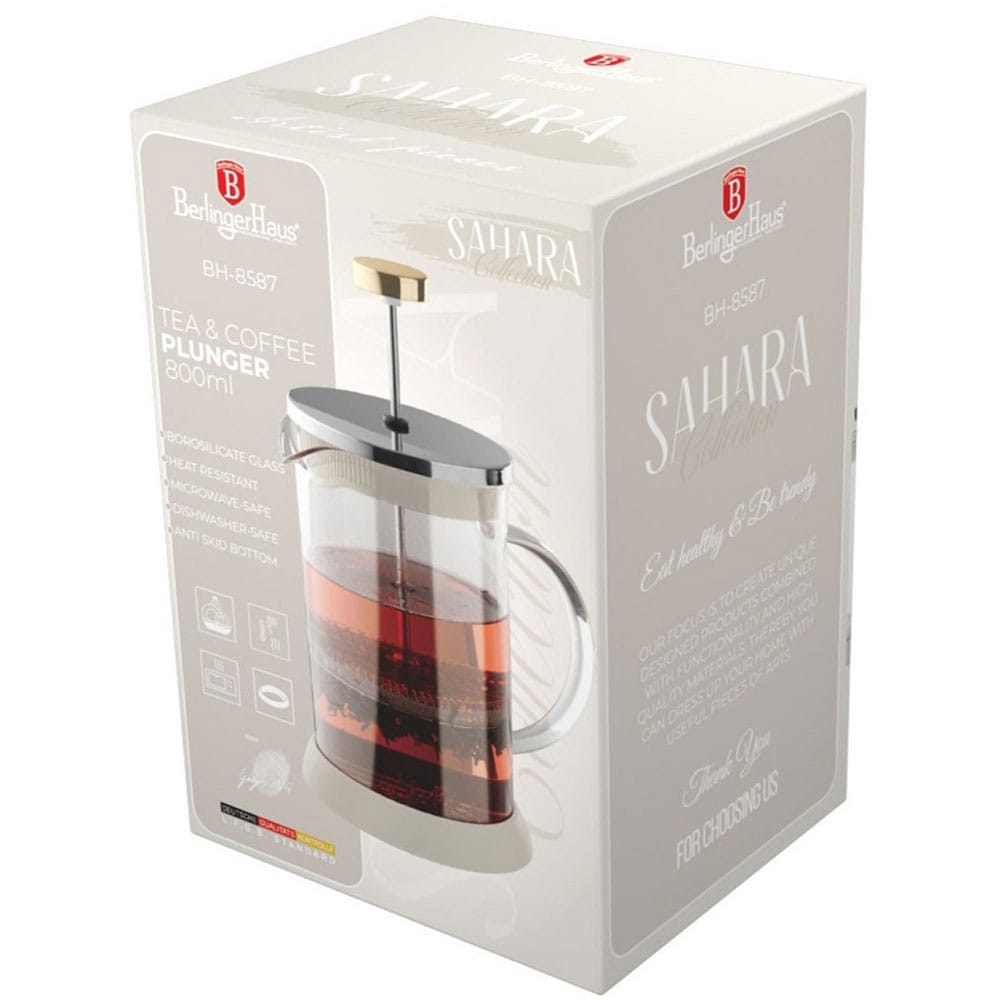 Infuzor ceai BERLINGER HAUS BH/8587, 0.8l, sticla, transparent