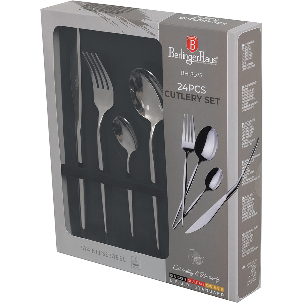 Set tacamuri BERLINGER HAUS BH3037, 24 piese, otel inoxidabil, argintiu