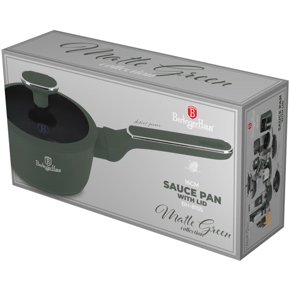 Cratita cu capac BERLINGER HAUS BH 8155, 16 cm, aluminiu, verde mat