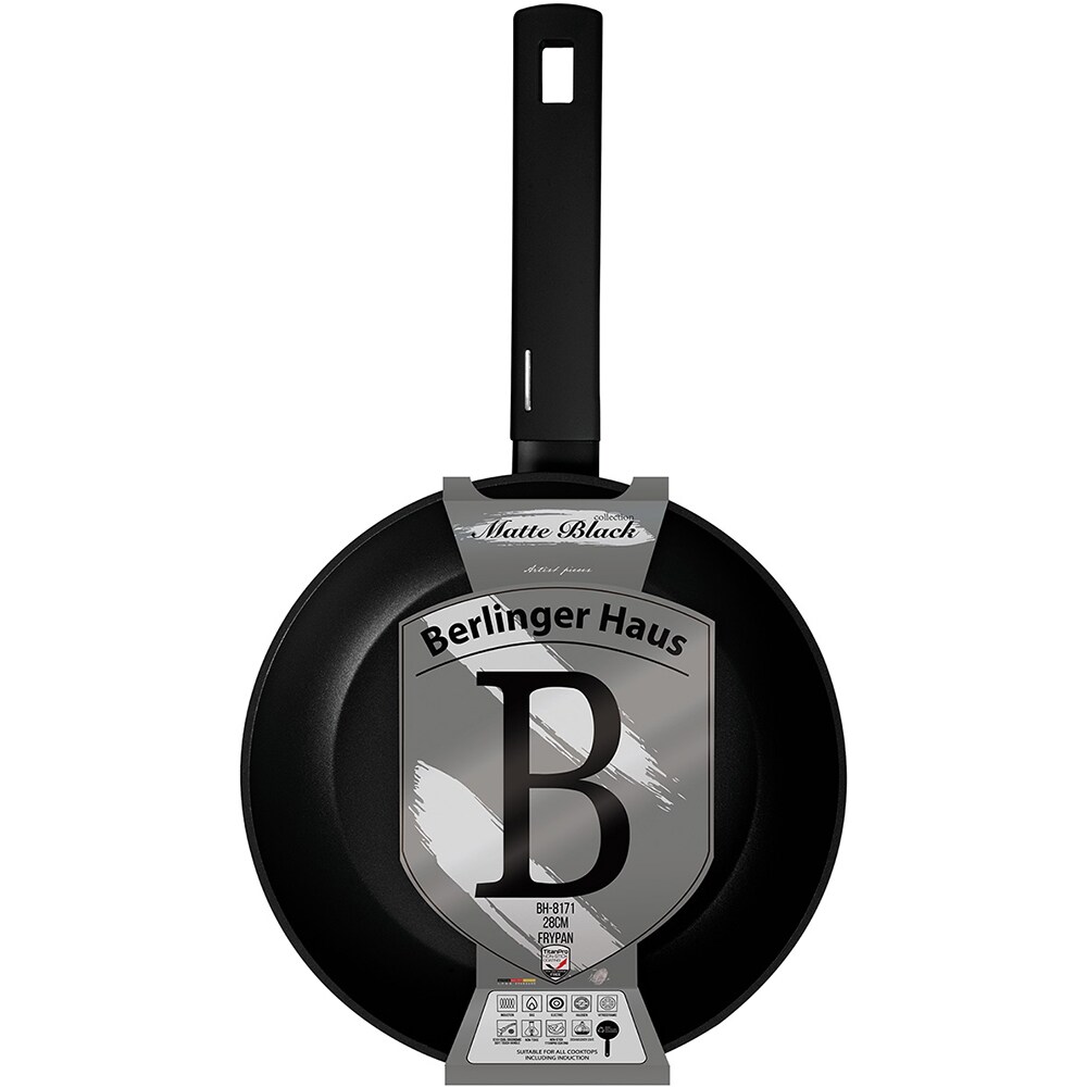 Tigaie BERLINGER HAUS BH8171 Matte Black Collection, 28cm, aluminiu, negru