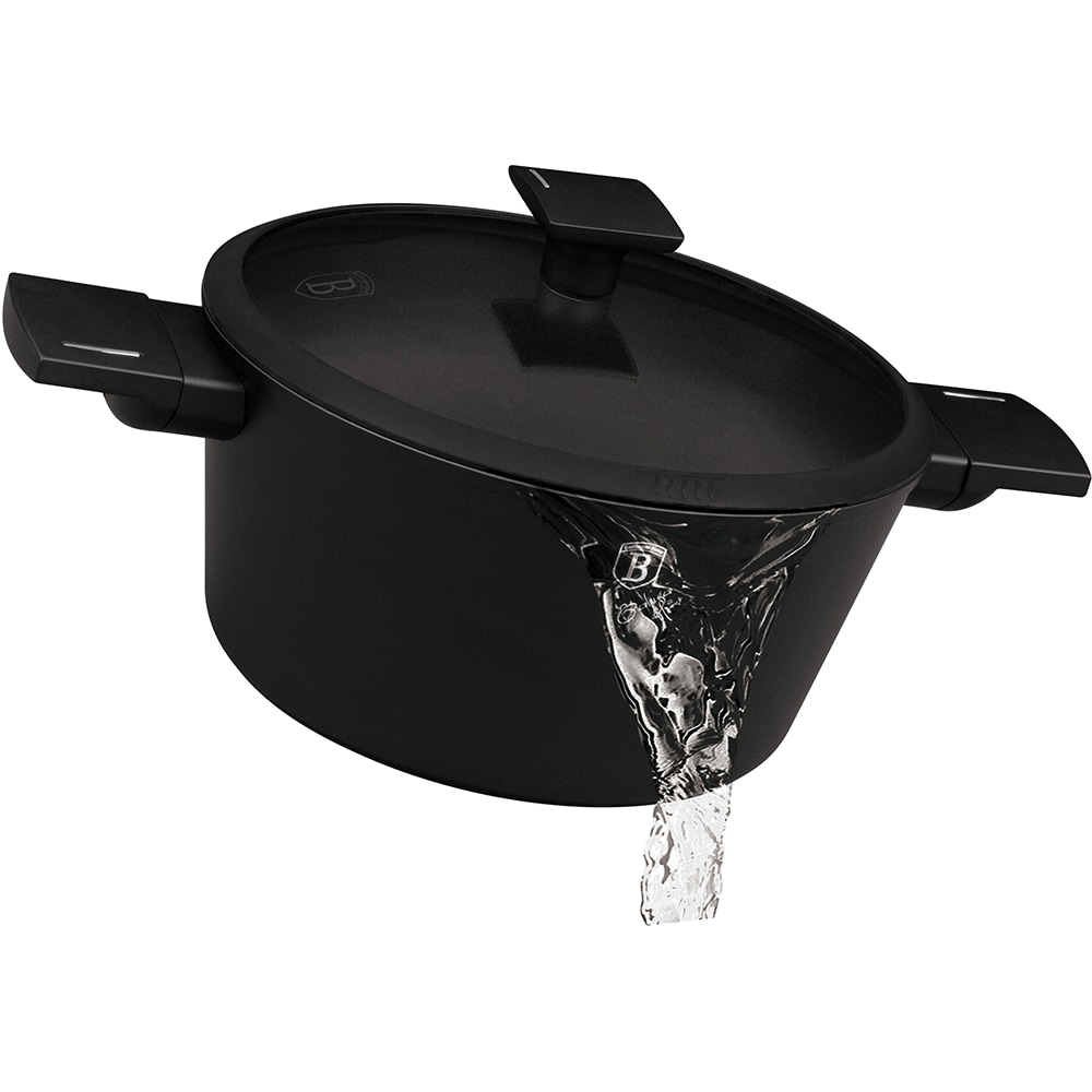 Cratita cu capac BERLINGER HAUS Matte Black BH/8188, 4.1l, 24 cm, negru mat