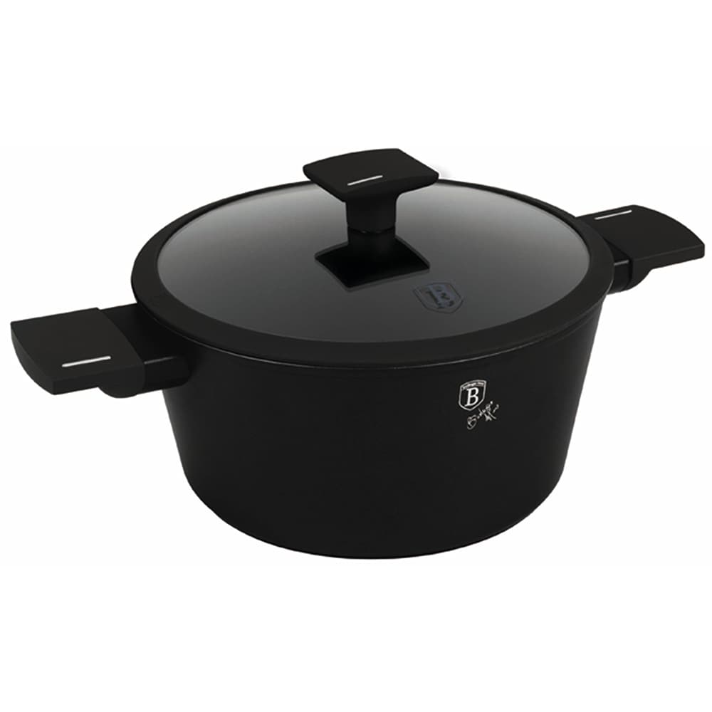 Cratita cu capac BERLINGER HAUS Matte Black BH/8188, 4.1l, 24 cm, negru mat