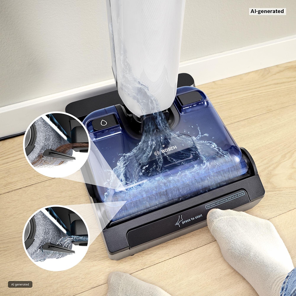 Aspirator vertical cu spalare BOSCH OneFlow Seria 4 BHF41WX, 0.72l, autonomie max 40 min, bleumarin-alb