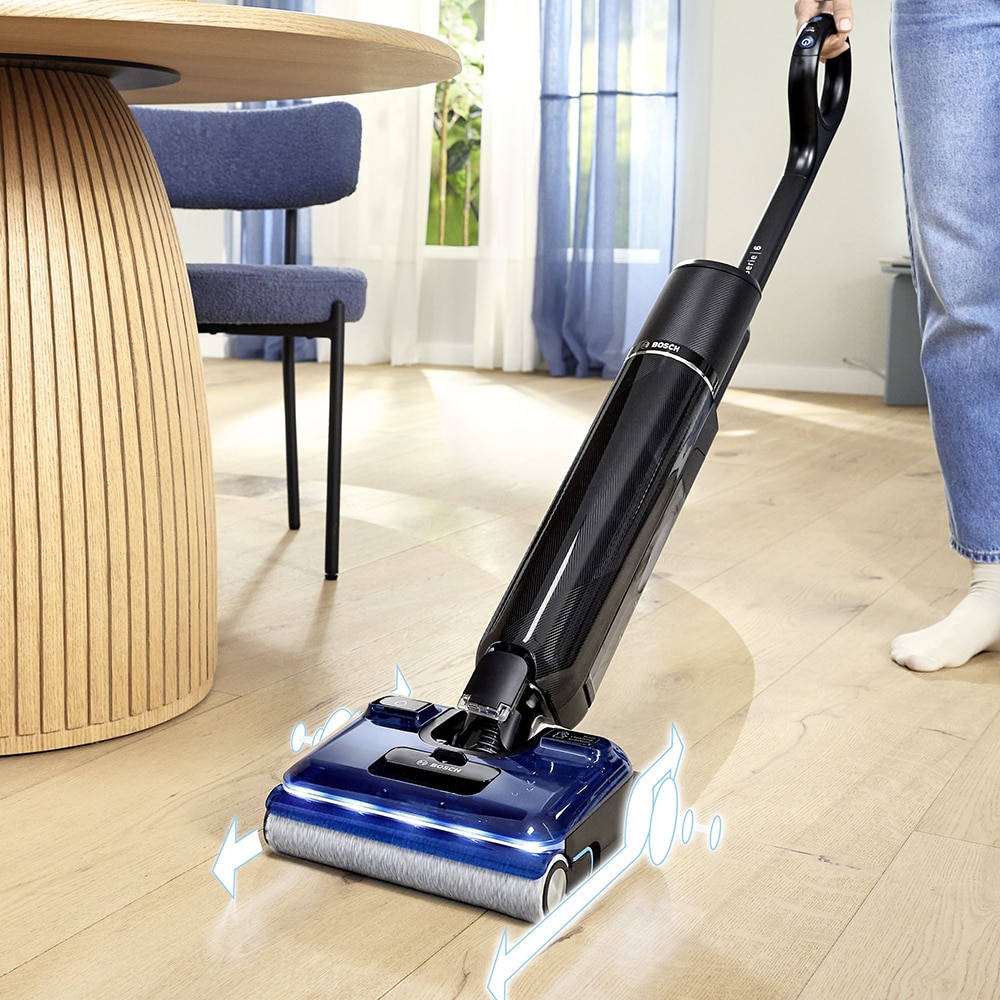 Aspirator vertical cu spalare BOSCH OneFlow Seria 6 BHF61BX, 0.72l, autonomie max 40 min, bleumarin-negru