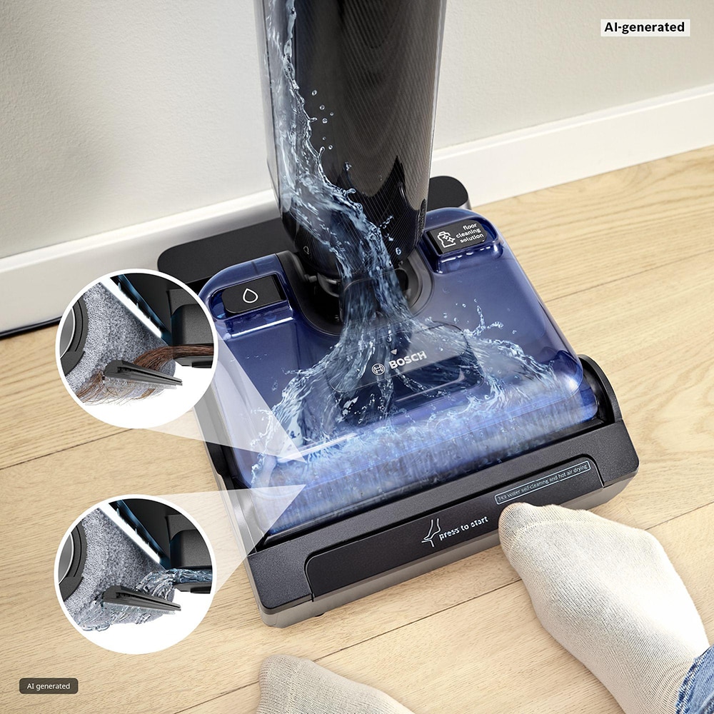 Aspirator vertical cu spalare BOSCH OneFlow Seria 6 BHF61BX, 0.72l, autonomie max 40 min, bleumarin-negru