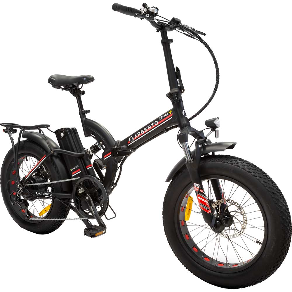 Bicicleta asistata electric ARGENTO E-MOBILITY Bi Max+ Fat eBike, roata 20", motor 250W, viteza max 25 Km/h, negru