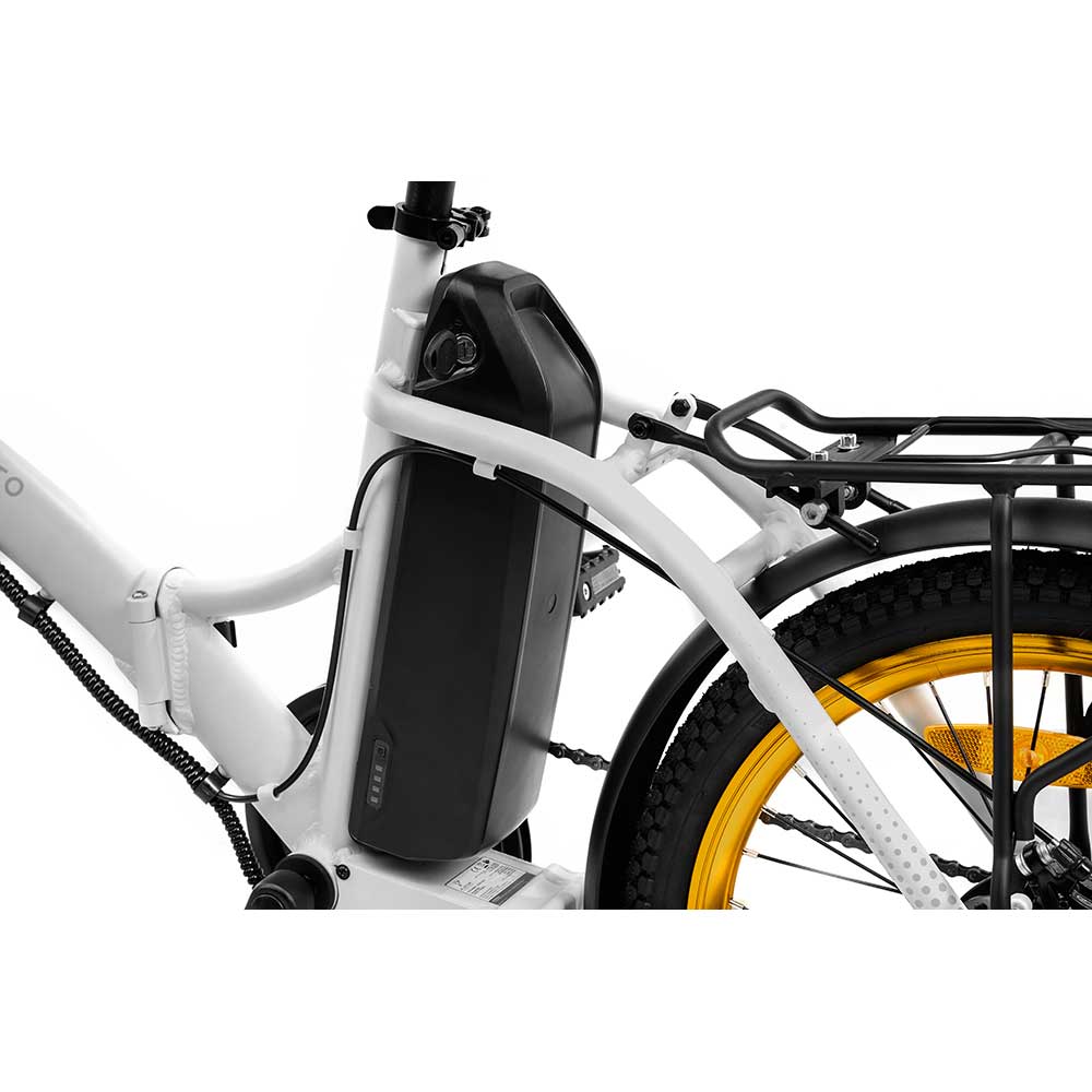 Bicicleta asistata electric ARGENTO E-MOBILITY Piuma-S, roata 20", motor 250W, viteza max 25Km/h, alb
