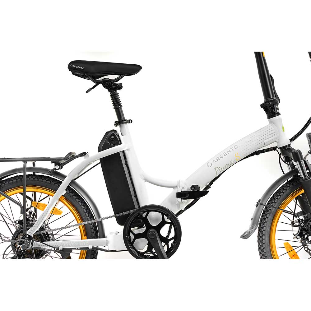 Bicicleta asistata electric ARGENTO E-MOBILITY Piuma-S, roata 20", motor 250W, viteza max 25Km/h, alb
