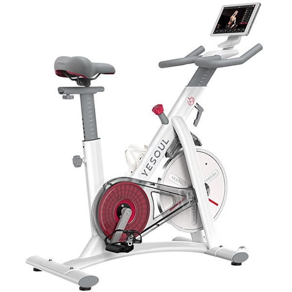 Bicicleta spinning YESOUL YS3PRO, volanta 7.5kg, 100 trepte, greutate suportata 120kg, alb