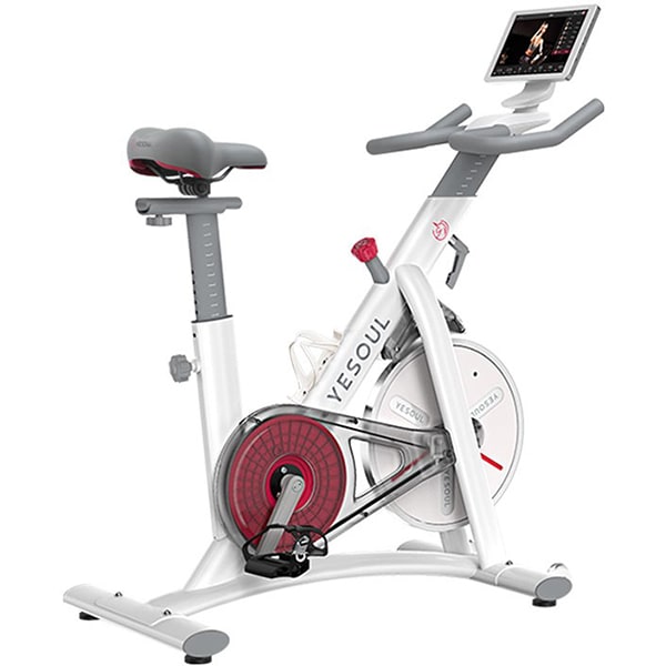 Bicicleta spinning YESOUL YS3PRO, volanta 7.5kg, 100 trepte, greutate suportata 120kg, alb