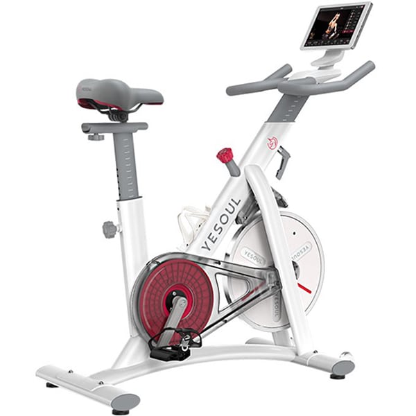 Bicicleta spinning YESOUL YS3PRO, volanta 7.5kg, 100 trepte, greutate suportata 120kg, alb