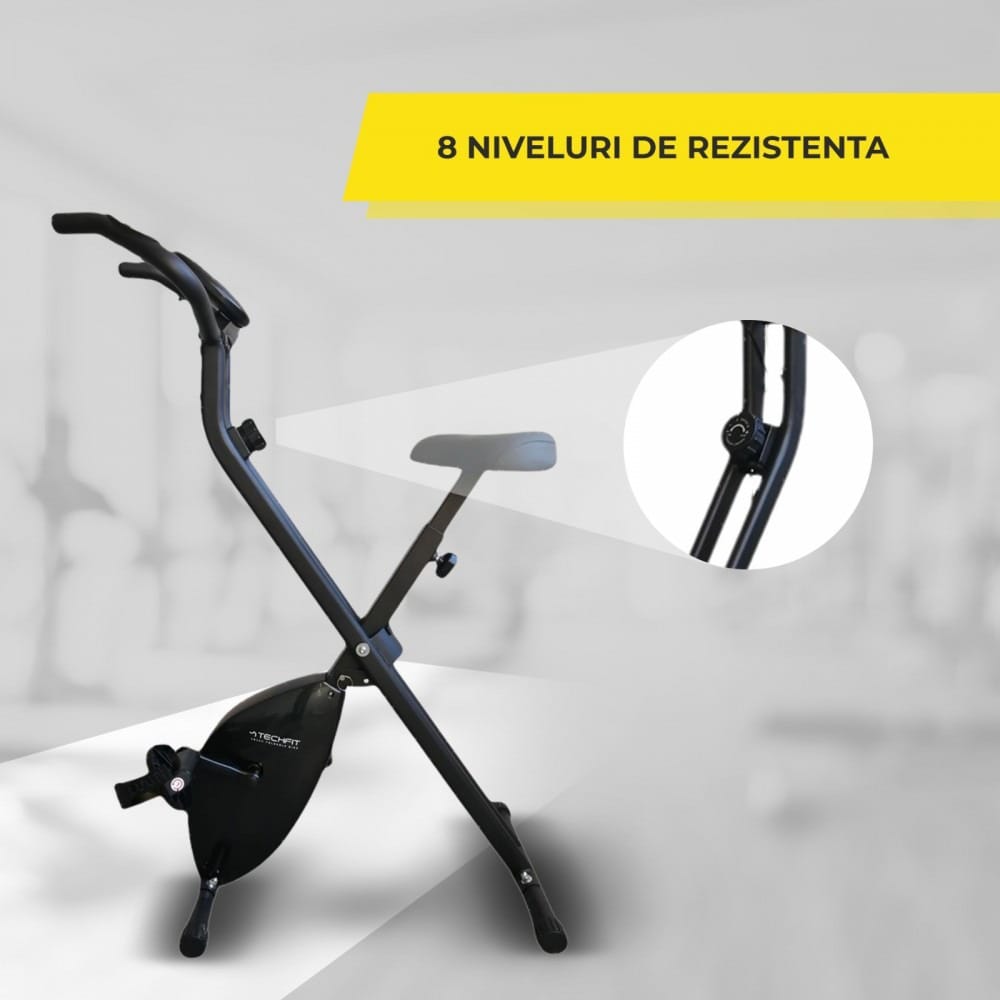 Bicicleta fitness TECHFIT XB200, 8 trepte, volanta 2.6kg, greutate suportata 120kg, negru
