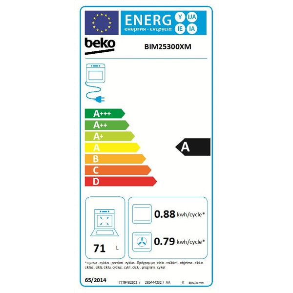 Cuptor incorporabil BEKO BIM25300XM, Electric, Autocuratare catalitica, 71 l, Clasa A, negru
