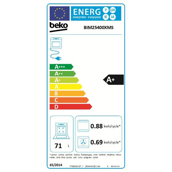 Cuptor incorporabil BEKO BIM25400XMS, Electric, Curatare catalitica, 71l, Clasa A+, negru